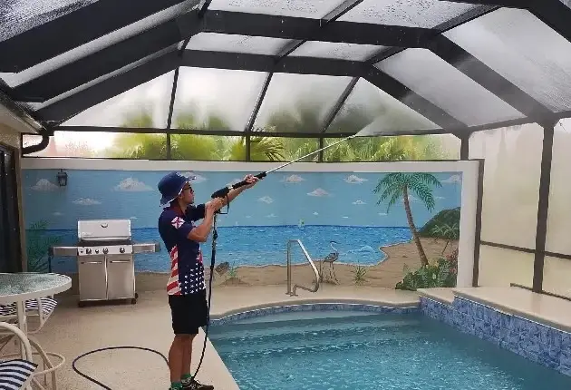 Pool roof cleaning